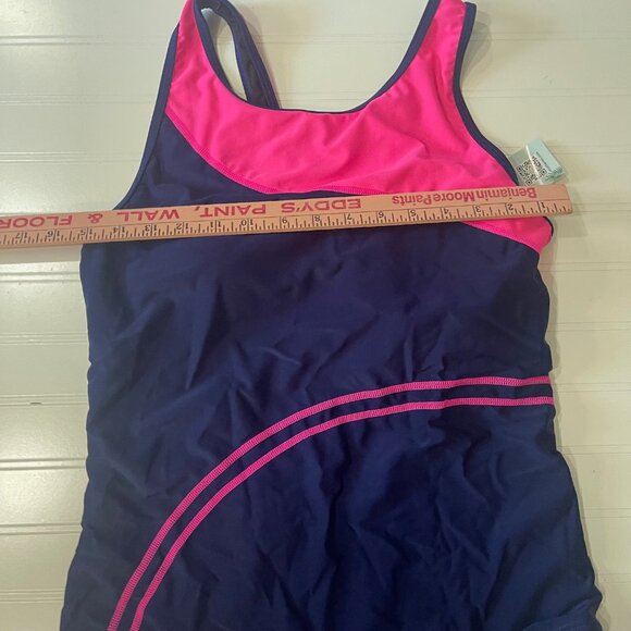 My Charmo XL One Piece Swimsuit Racerback Athletic Padded No Wires Blue Pink T1 - Picture 5 of 8